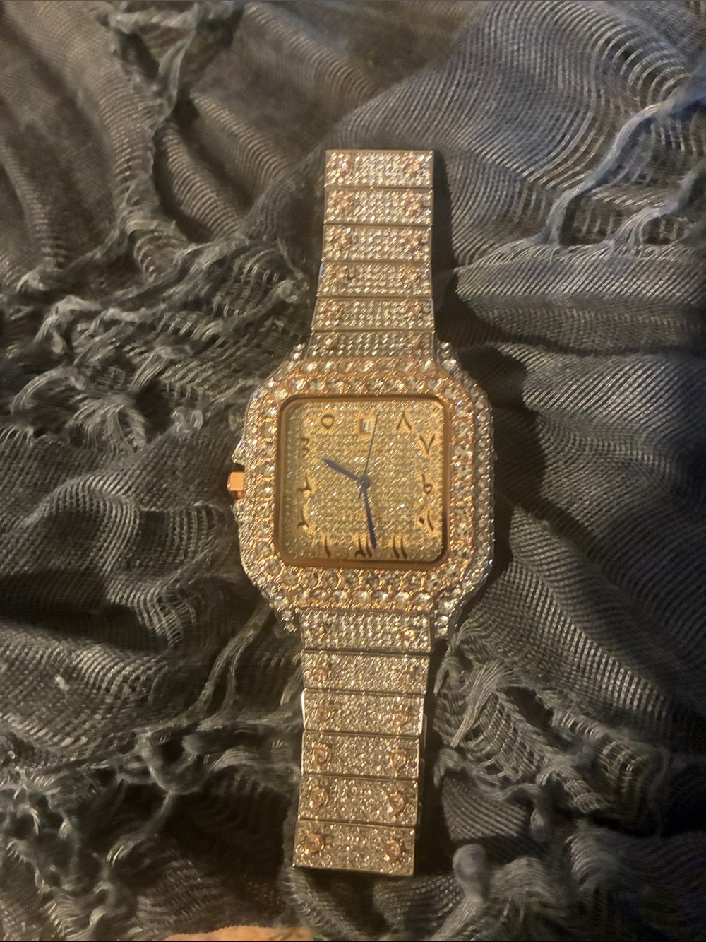 Cartier Gold Crystal-Embellished Bracelet Watch